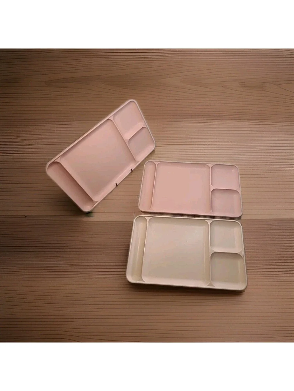 Set Of 3 Pink Vintage Tupperware 15x9 Cafeteria Style Lunch Trays #1535